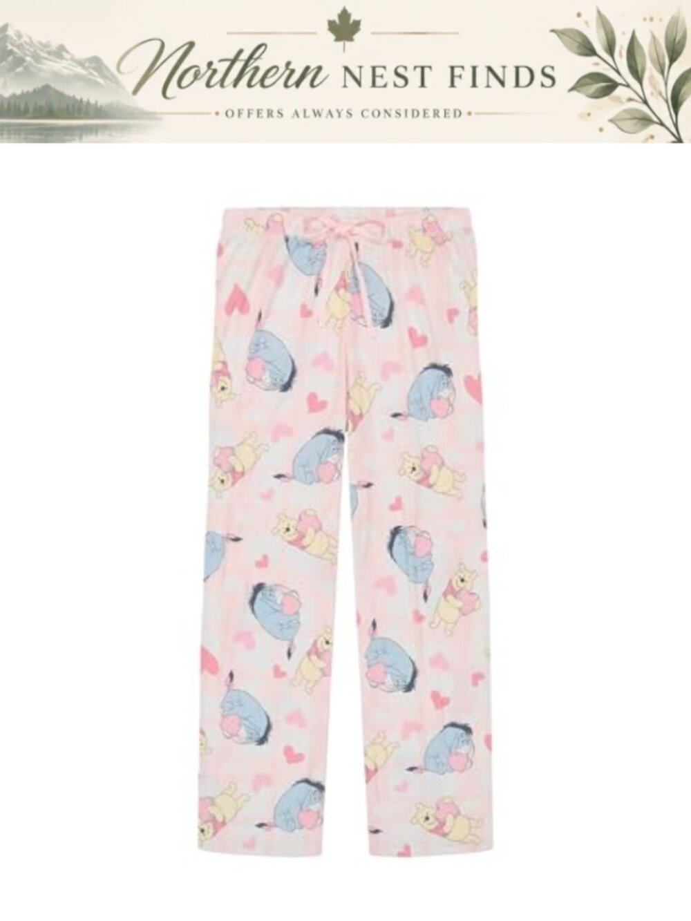 Disney Winnie the Pooh Pajama Pants Lounge Bottoms Drawstring Soft